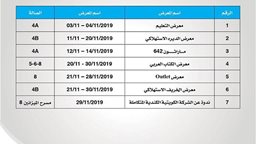 <b>5. </b>جدول معارض شهر نوفمبر 2019 في معرض الكويت الدولي