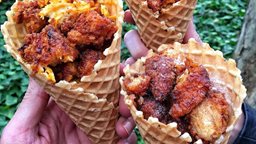 <b>5. </b>Chick'n Cone Restaurant Chicken and Waffles!