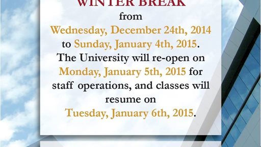 AUK 2014 Winter break