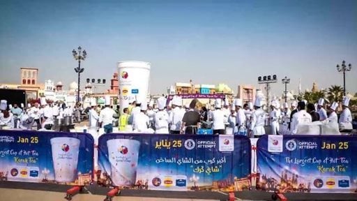 Dubai broke the world record for the "Largest Cup of Tea in the World" a short while ago at the Global Village.