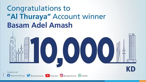 Burgan Bank announces the winner of the Al-Thuraya Salary Account monthly draw