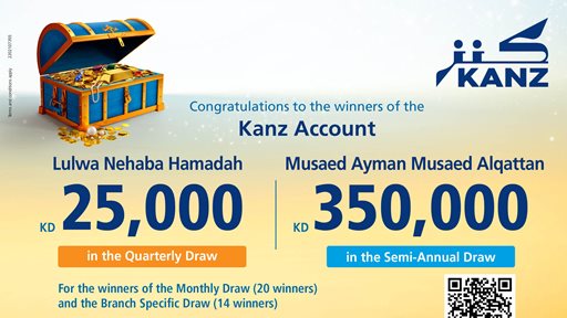 Burgan Bank Announces the First KD 350,000 Winner of the Kanz Account Semi-Annual Draw