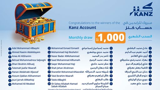 Burgan Bank Announces the Names of the Monthly Draw Winners of Kanz Account