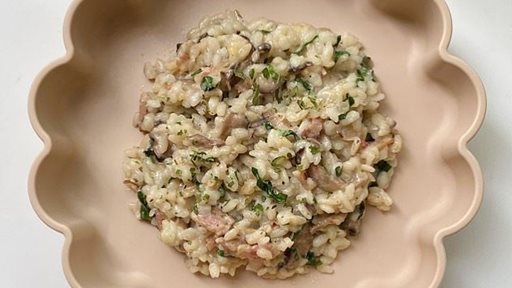 Mushroom, Spinach and Bacon Risotto Easy Healthy Recipe