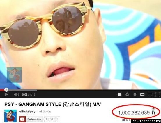  Gangnam Style يتجاوز المليار مشاهده على اليوتيوب