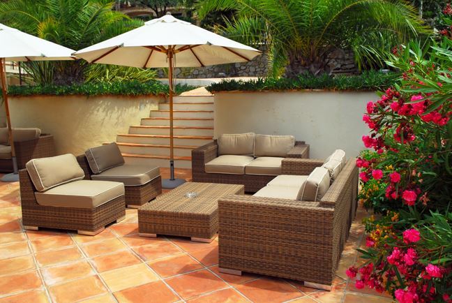 A variety of outdoor patio furniture for a hot upcoming summer