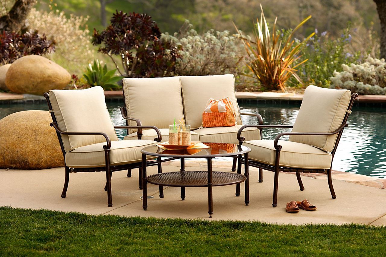 A variety of outdoor patio furniture for a hot upcoming summer