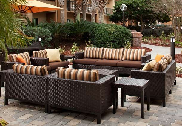 A variety of outdoor patio furniture for a hot upcoming summer