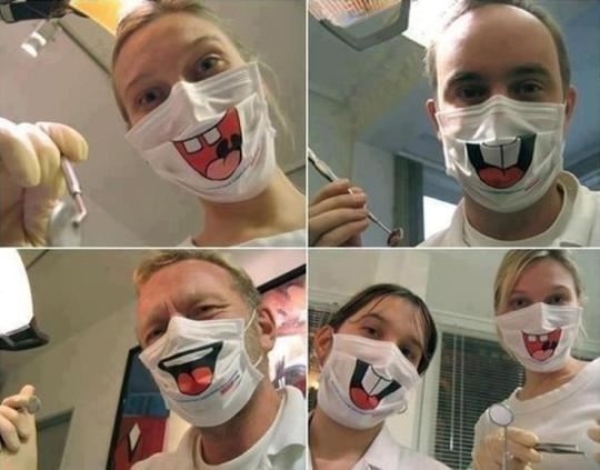 Funny dentist masks to reduce kids fears