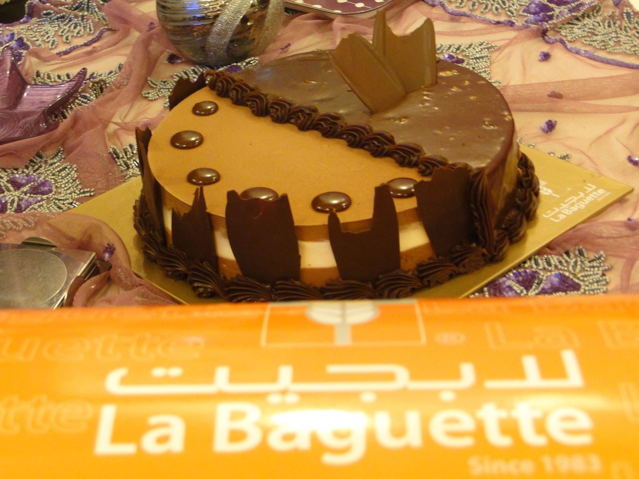 Chocolate cake and croissants from La Baguette