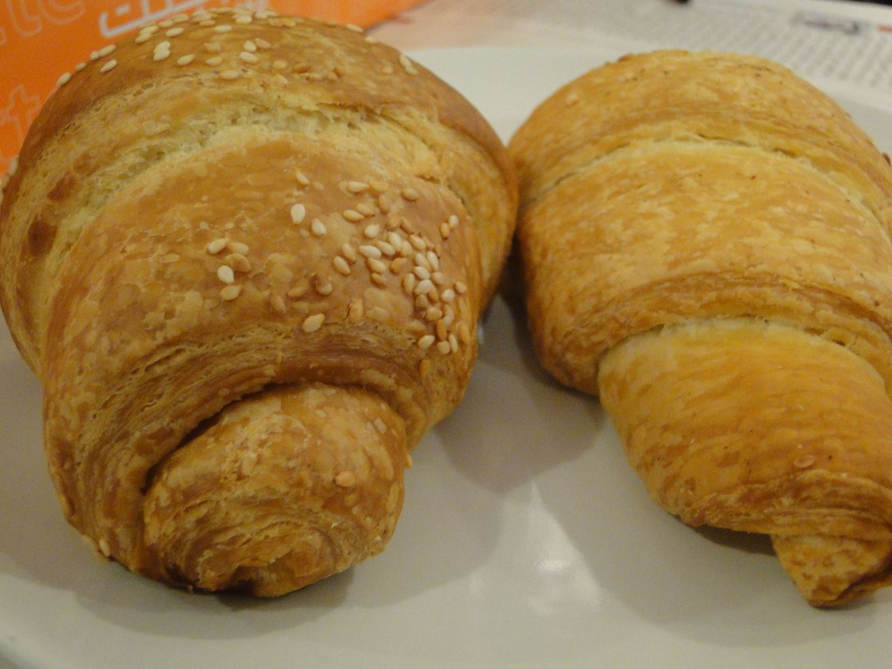 Chocolate cake and croissants from La Baguette