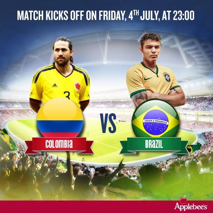 Watch Brazil Vs Colombia match tonight at Applebee's Gulf Branch