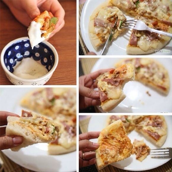 Different ways that people use to eat their pizza