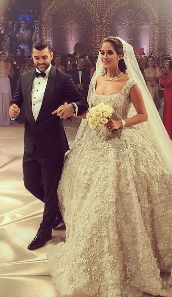 Lana El Sahely in a Legendary Wedding dress by Elie Saab