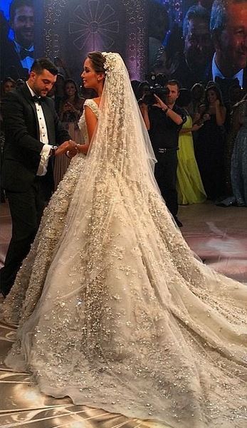 Lana El Sahely in a Legendary Wedding dress by Elie Saab