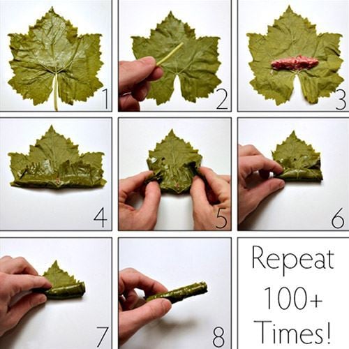 8 steps to roll Stuffed Grape Leaves "Warak Enab" Properly