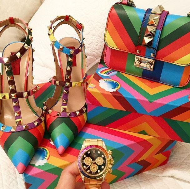 Price of colorful Valentino bag and shoes from 2015 Spring collection
