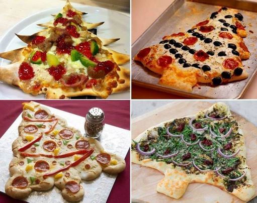 Christmas tree shaped Pizzas