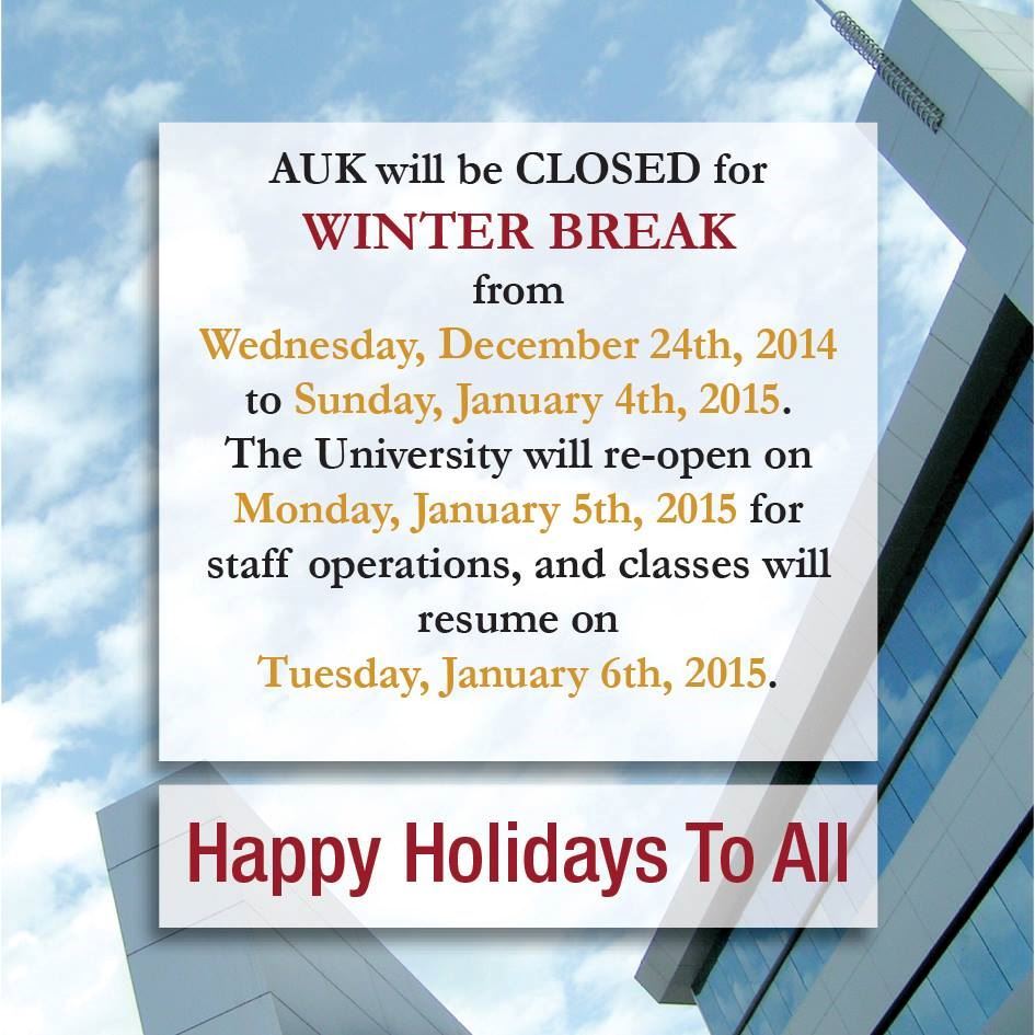 AUK 2014 Winter break