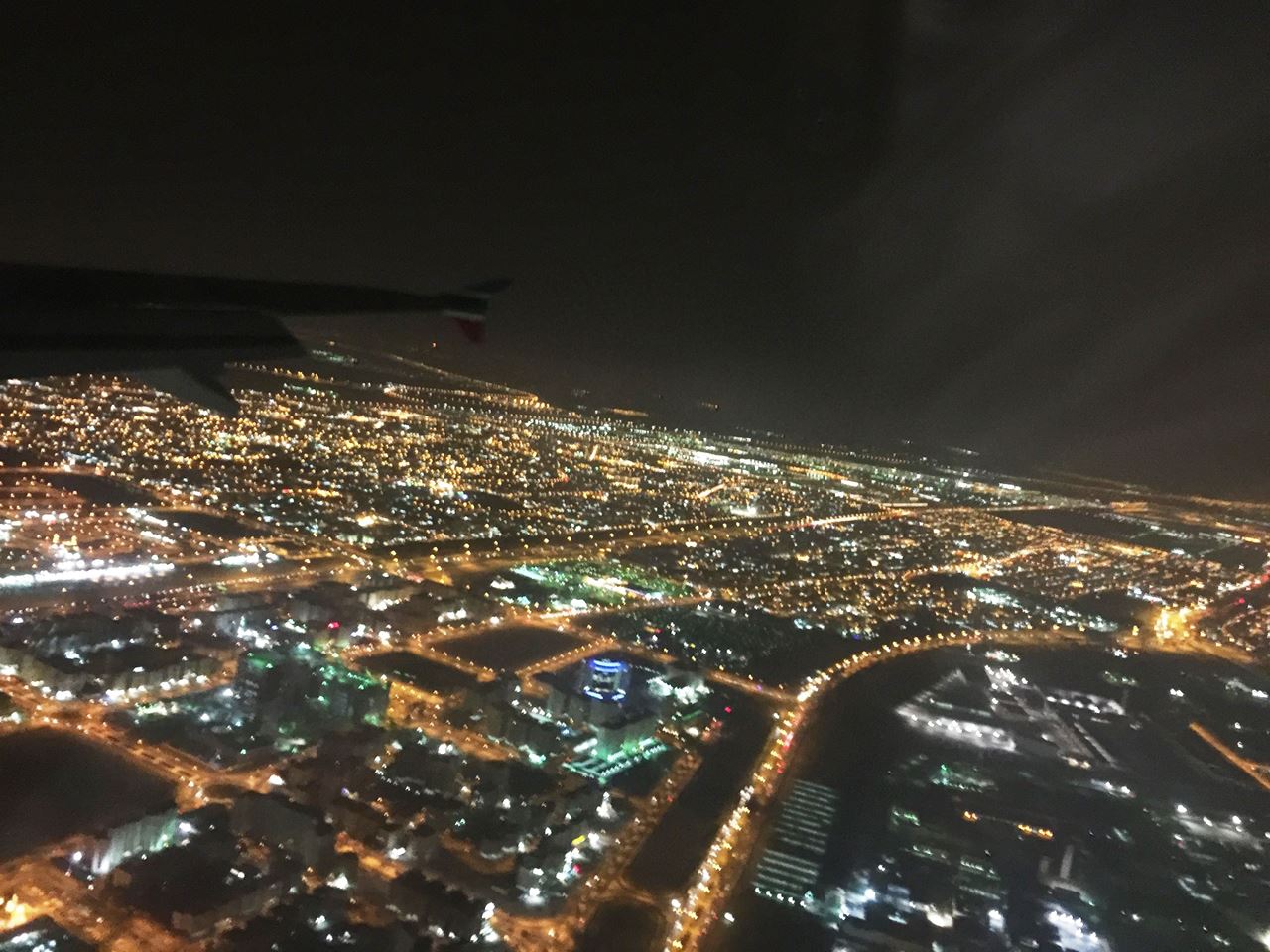 Photos of Kuwait taken from the plane during the day and night