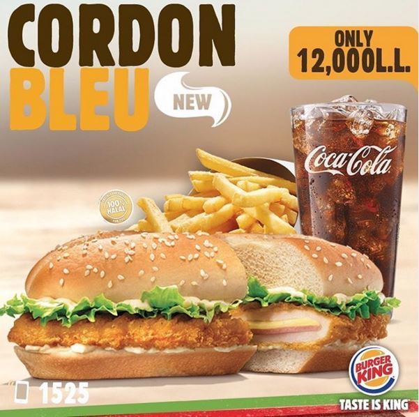 Burger King Cordon Bleu meal details