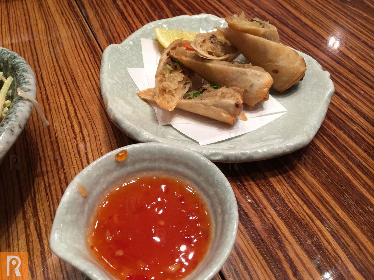 Yasai Spring Rolls with sweet chili sauce ... price is KD 2.750