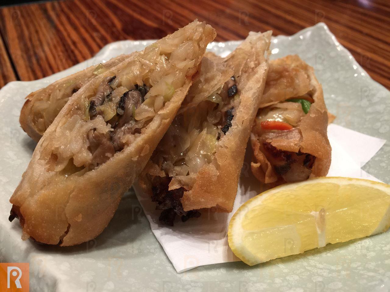 Golden fried vegetable spring rolls