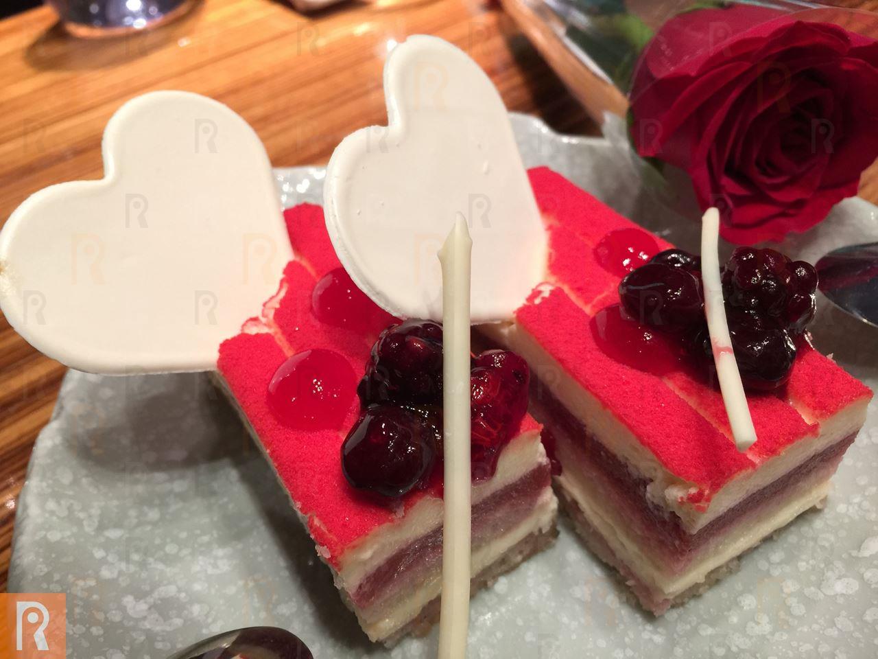 Valentine red pieces of cake