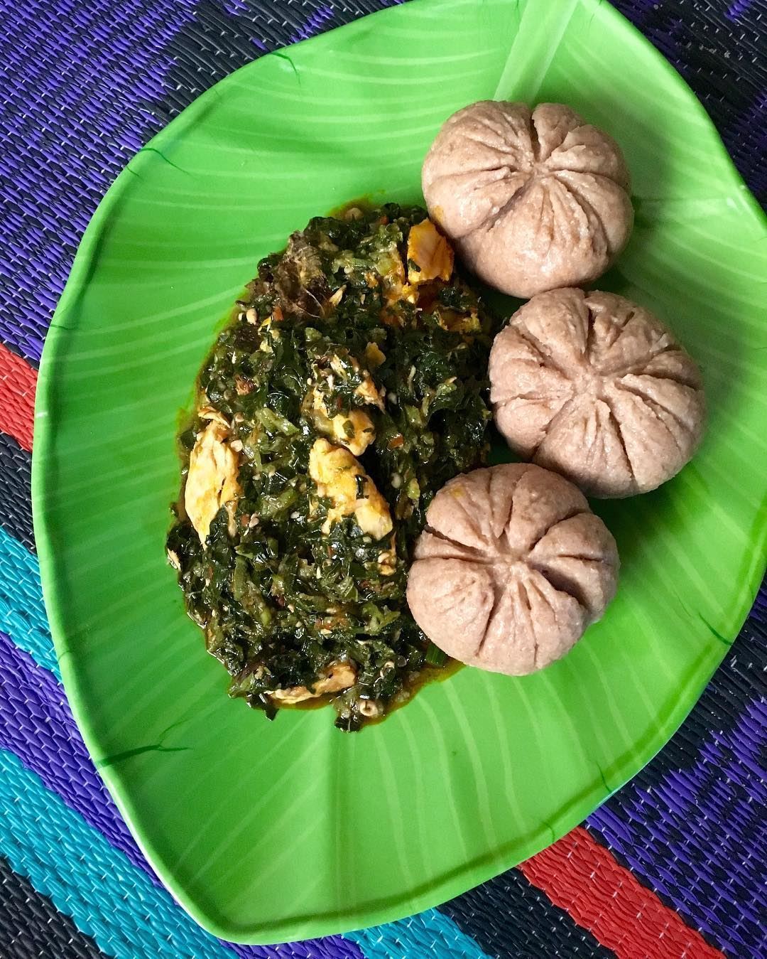 Hot Wheatmeal Dough with Smoked fish and Vegetable Stew