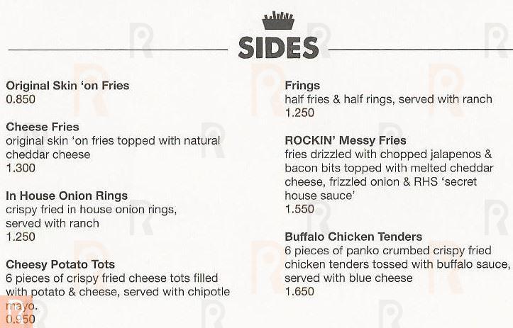 Rock House Sliders Restaurant Delivery Menu