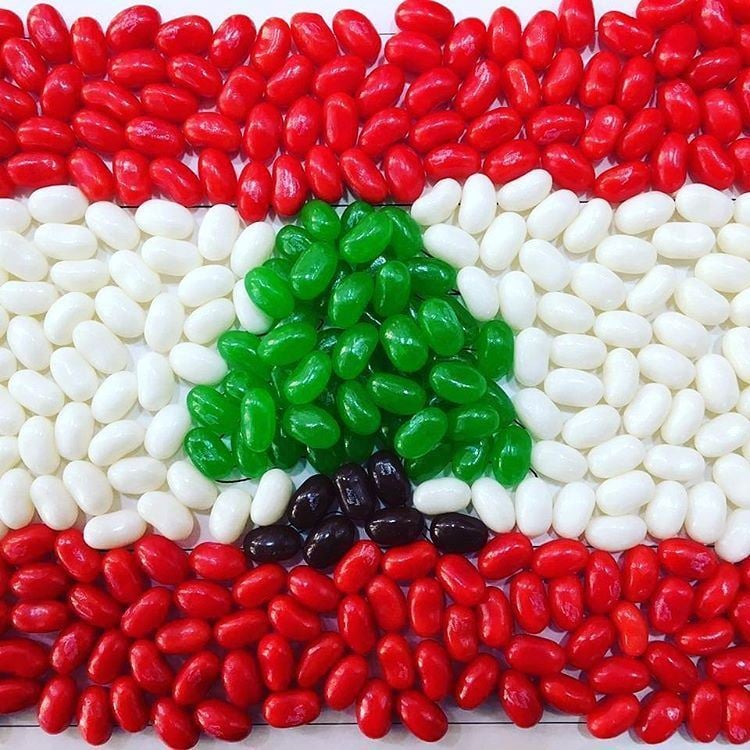 7 Lebanese Flags made with Food