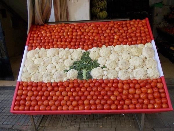 7 Lebanese Flags made with Food