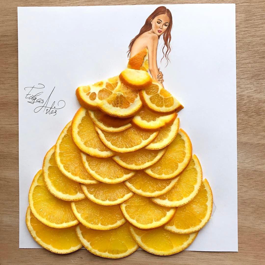 Artistic Fashion Illustrations made with Food by Edgar