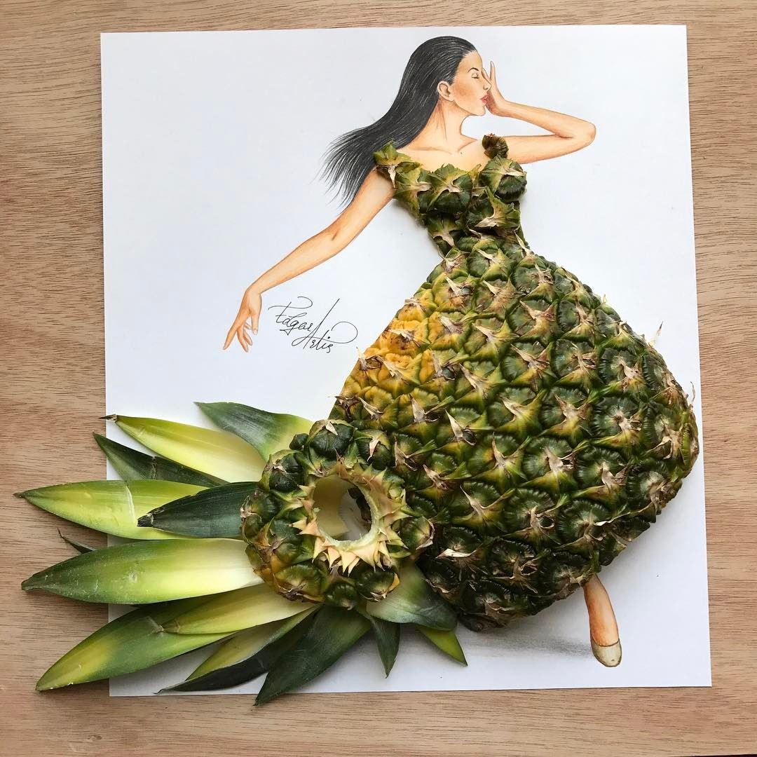 Artistic Fashion Illustrations made with Food by Edgar