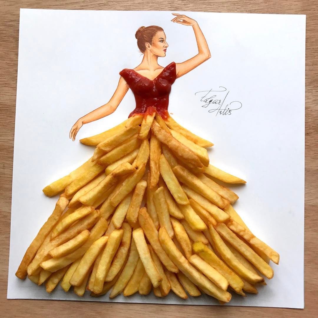 Artistic Fashion Illustrations made with Food by Edgar