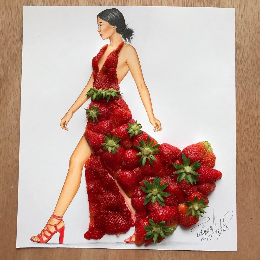 Artistic Fashion Illustrations made with Food by Edgar