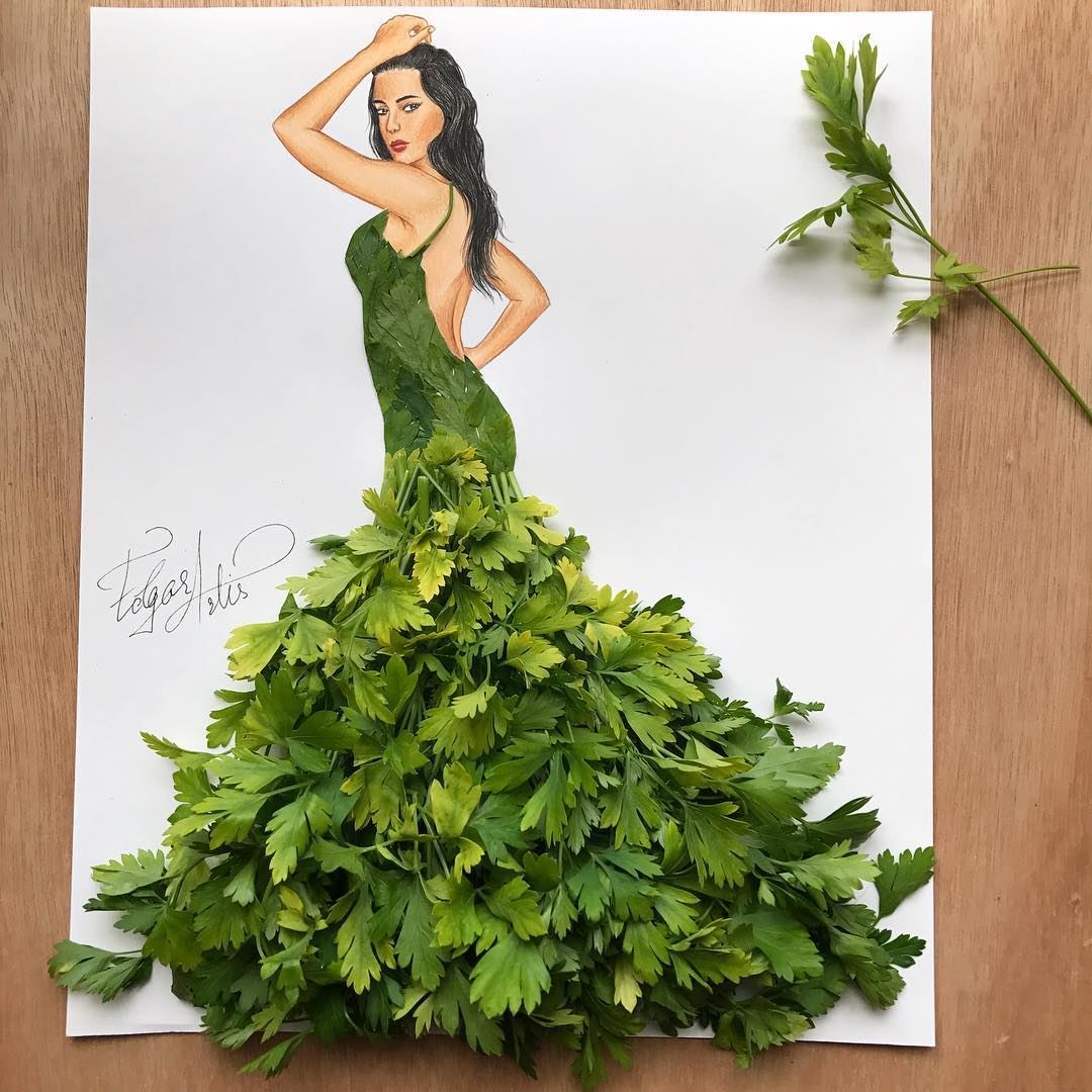 Artistic Fashion Illustrations made with Food by Edgar