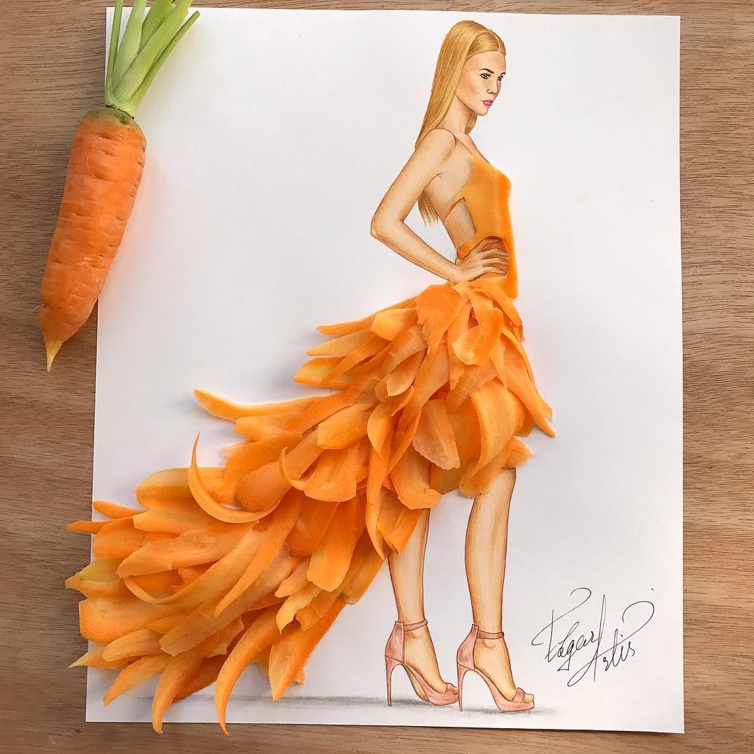 Artistic Fashion Illustrations made with Food by Edgar