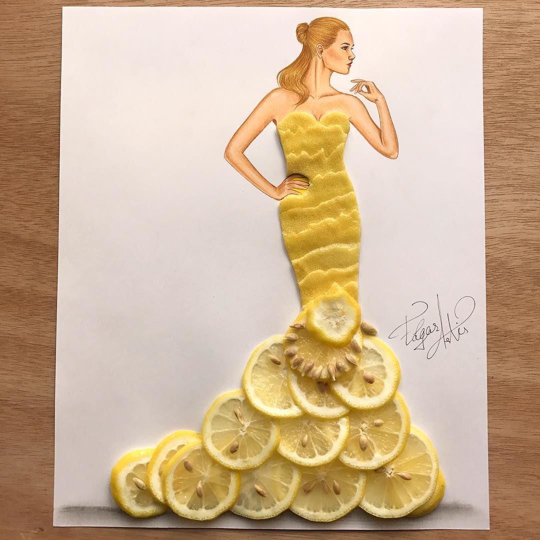 Artistic Fashion Illustrations made with Food by Edgar