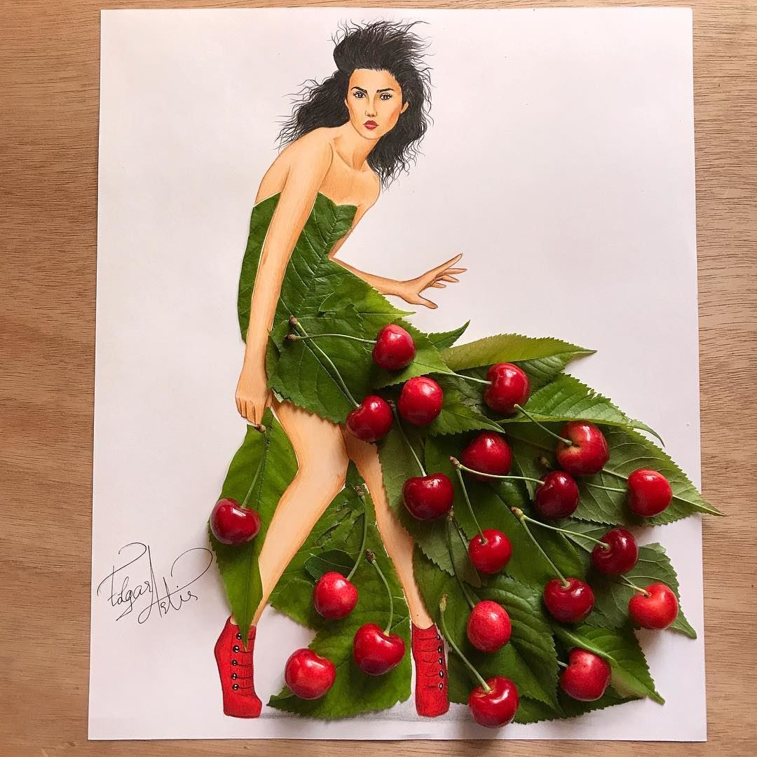 Artistic Fashion Illustrations made with Food by Edgar