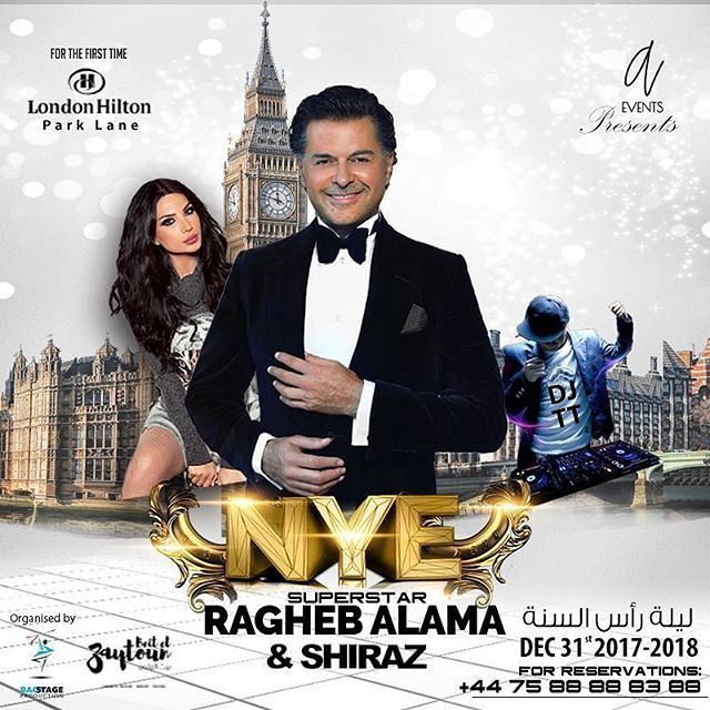 Ragheb Alama and Shiraz in London on New Year's Eve 2017 - 2018