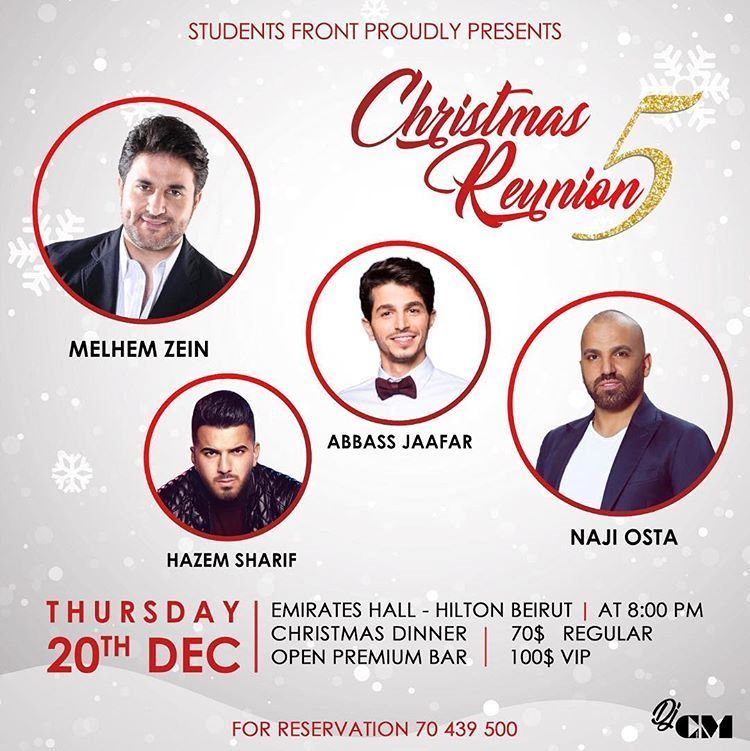 Christmas Reunion 5 Concert in Hilton Beirut on 20th December 2018