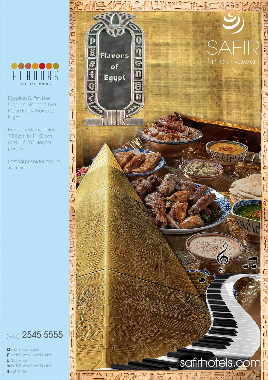Safir Fintas Kuwait Hotel launches "Flavors of Egypt" every Thursday