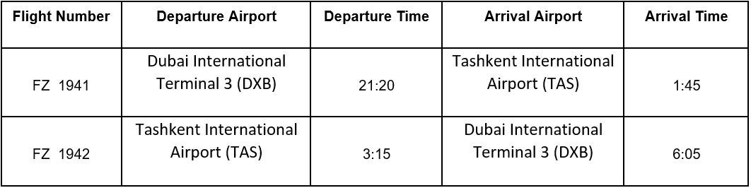 flydubai goes to Uzbekistan - Tashkent