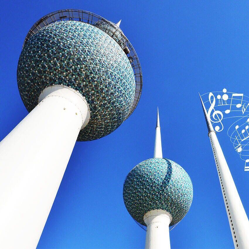 What are those Blue Circles that are around Kuwait Towers Spheres?