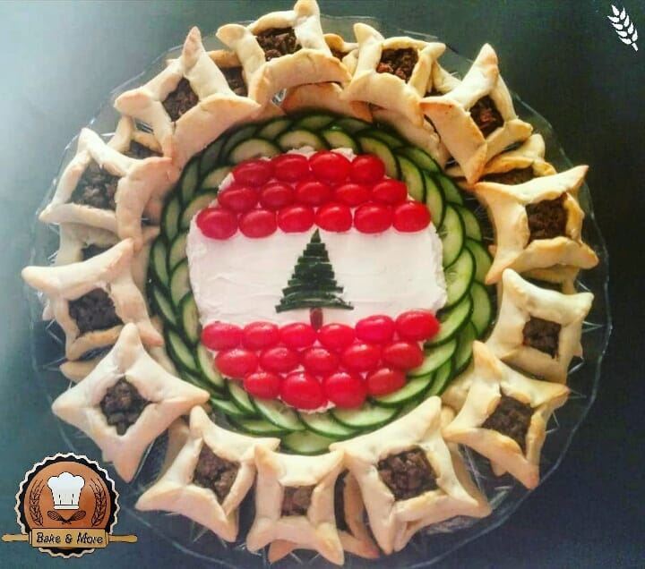 Food Dishes Representing the Lebanese Flag