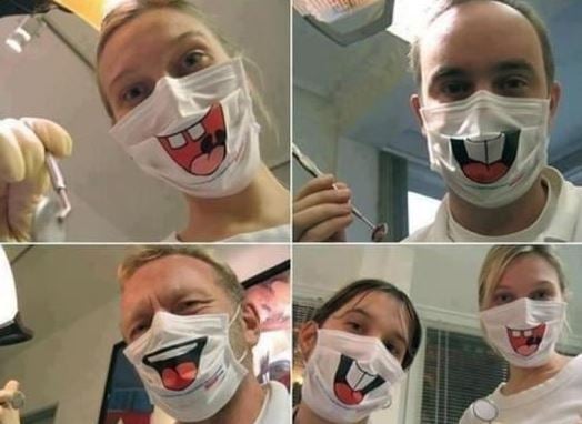 Funny dentist masks to reduce kids fears