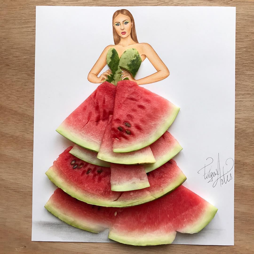 Artistic Fashion Illustrations made with Food by Edgar