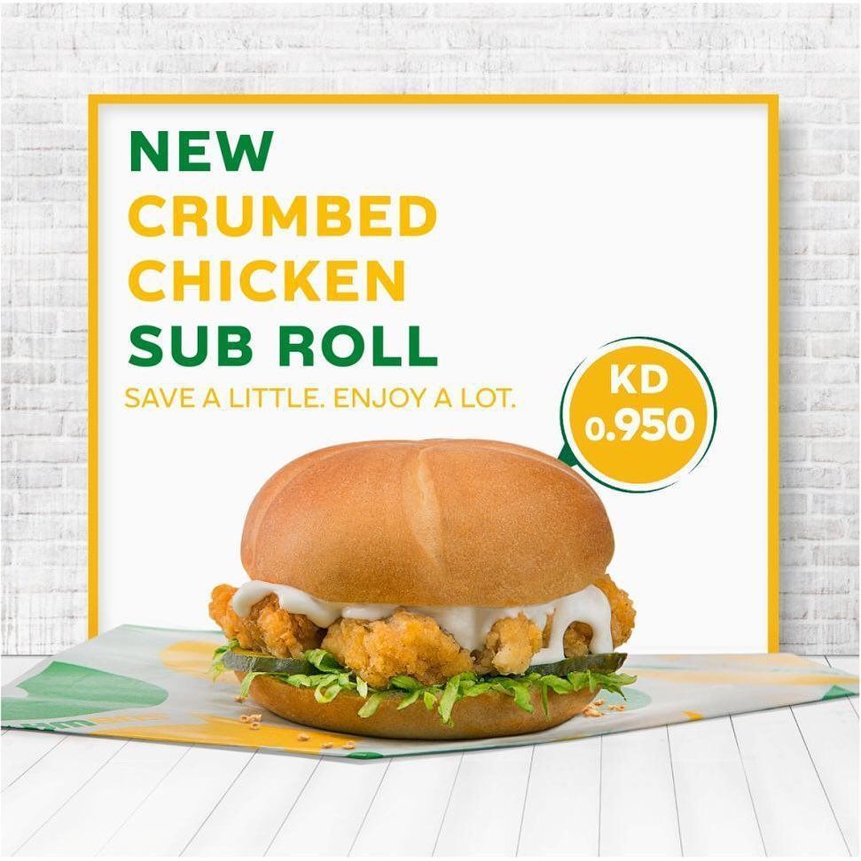 New Crumbed Chicken Sub Roll at Subway Kuwait