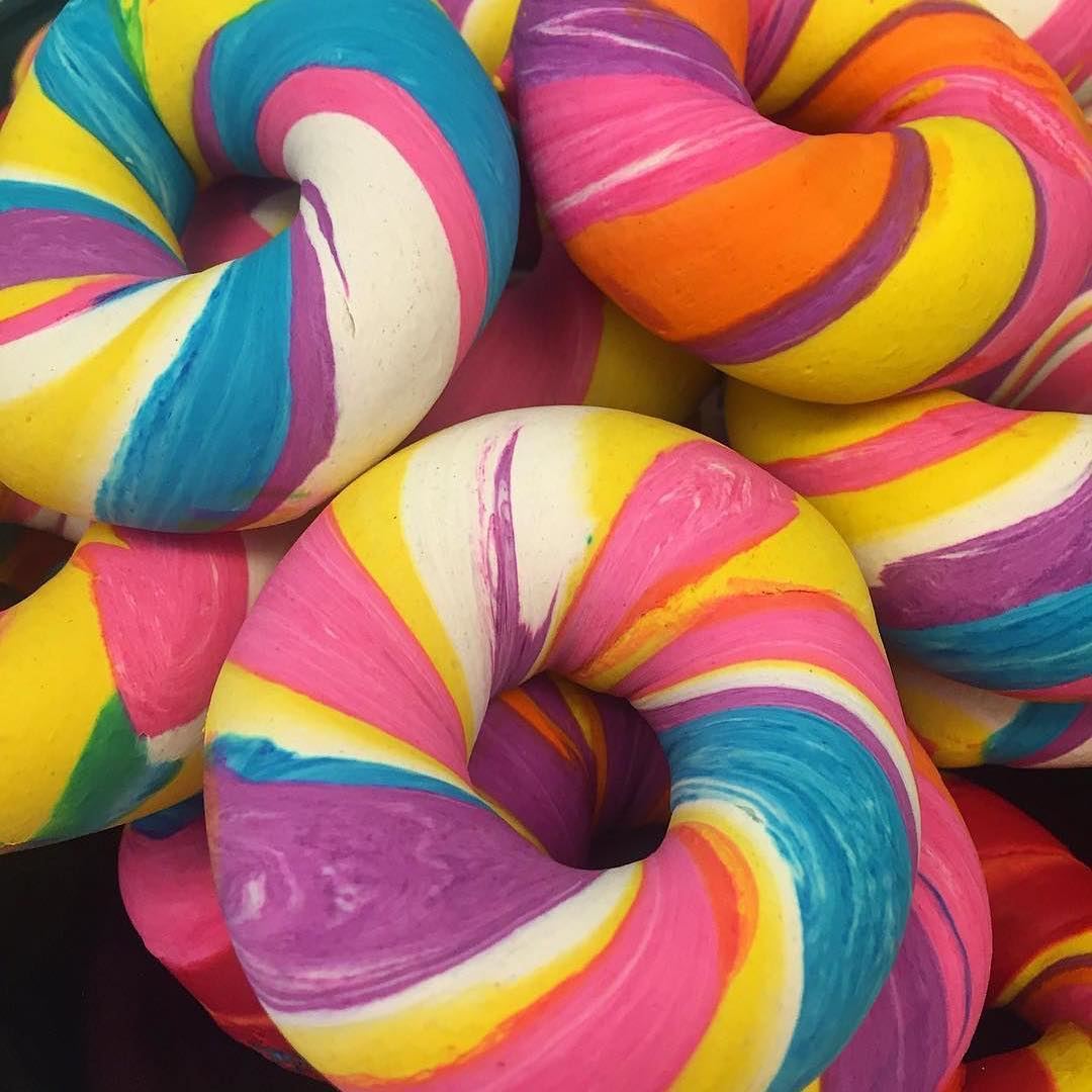 The Bagel Store Colorful Rainbow Bagels